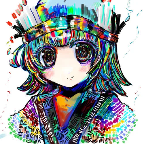 CryptoNinja #032 瀬織。鉢巻きをした虹色の髪の忍者