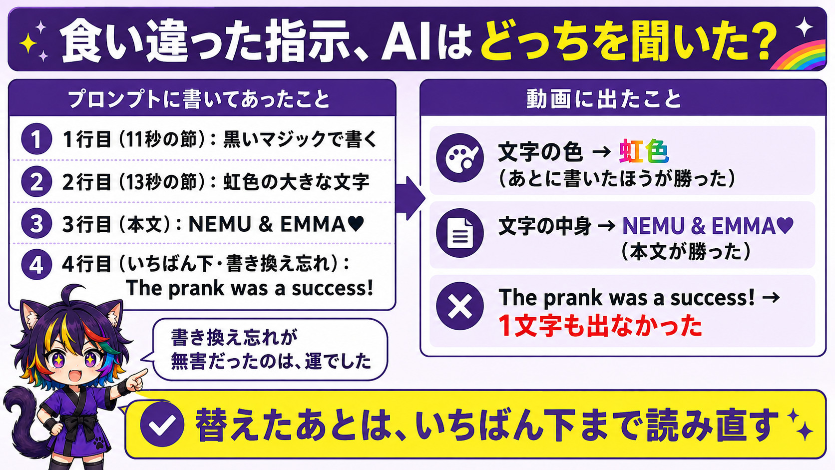 食い違った指示、AIはどっちを聞いた？