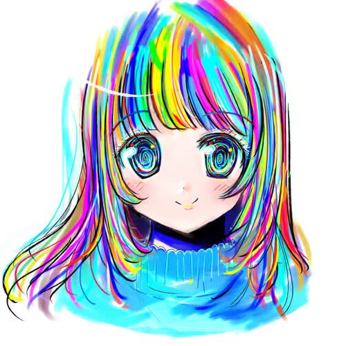虹色のキャラクターイラスト